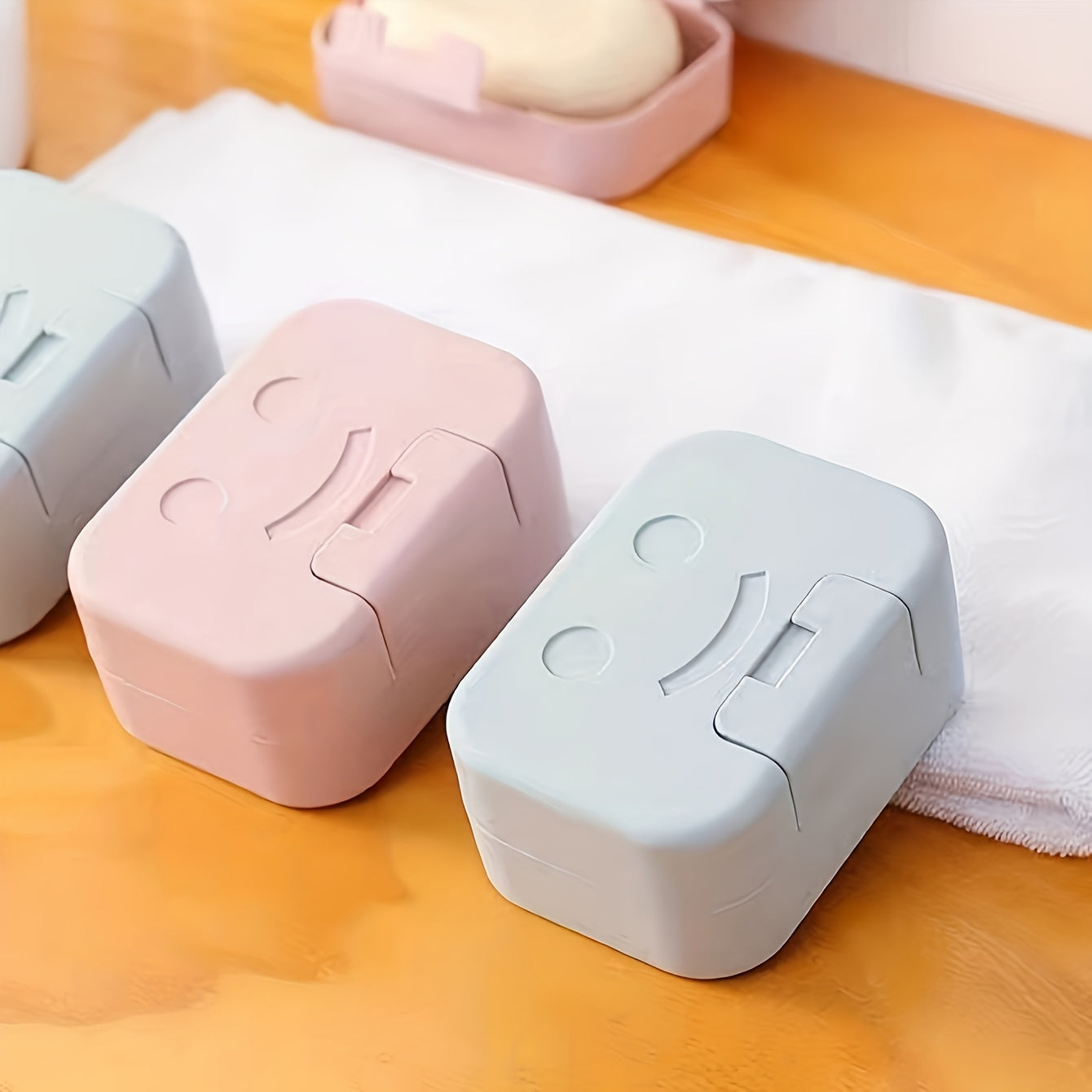 3pcs Rectangle Soap Box Travel Soap Container With Lid