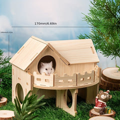 Wooden Hamster Hideout House - Cozy Sleep Nest for Pets