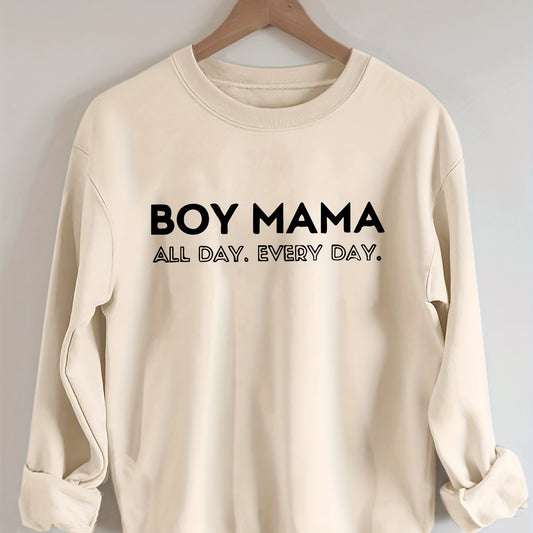 Boy Mama Letter Print Sweatshirt Women's Casual Pullover