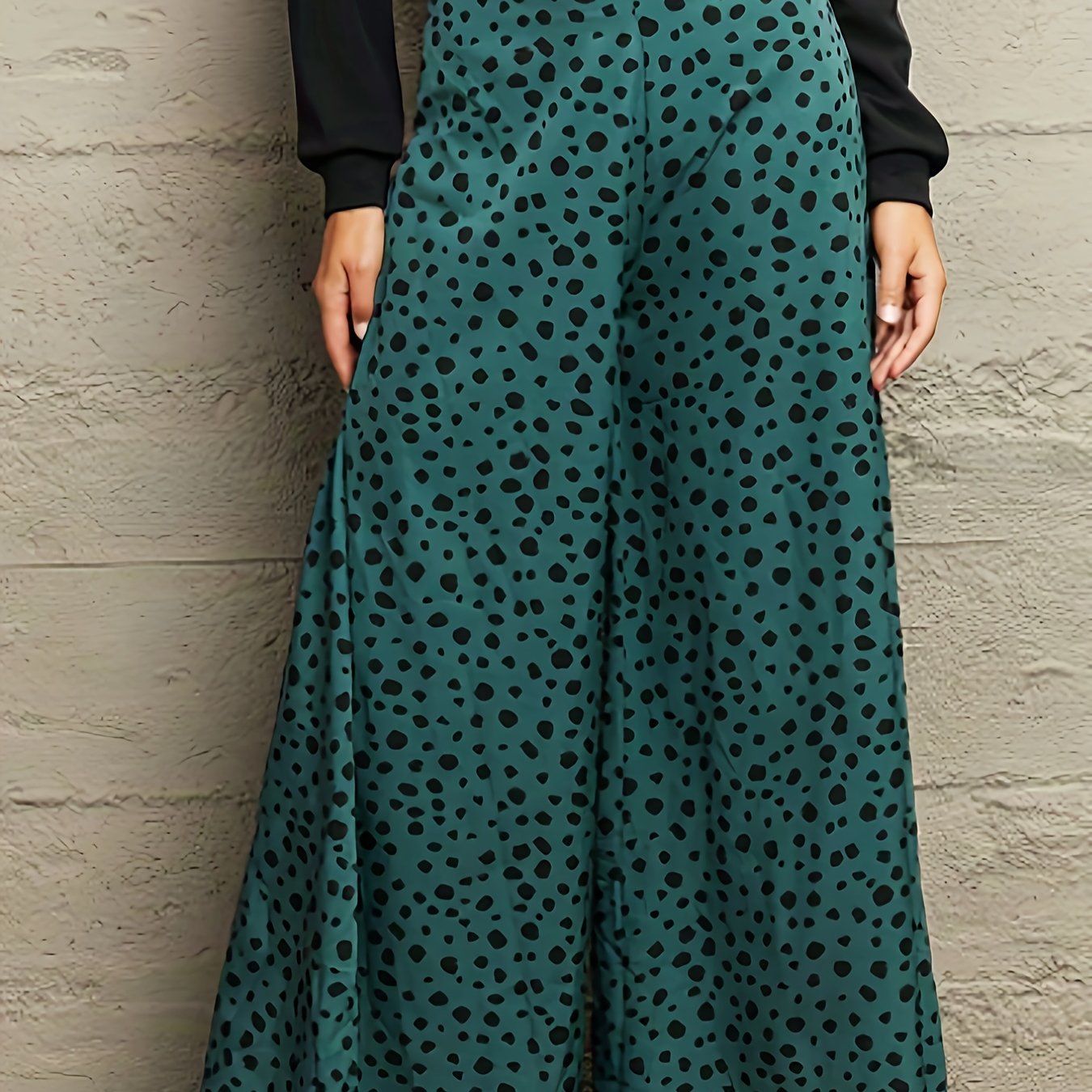 Women's Plus Dalmatian Print Wide Leg Trousers