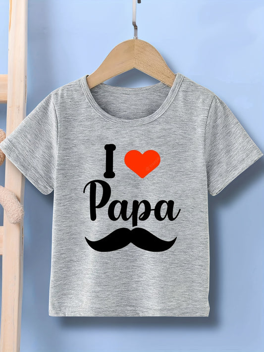 Boys I LOVE PAPA Top Short Sleeve T-shirt Casual Kids Summer Clothes