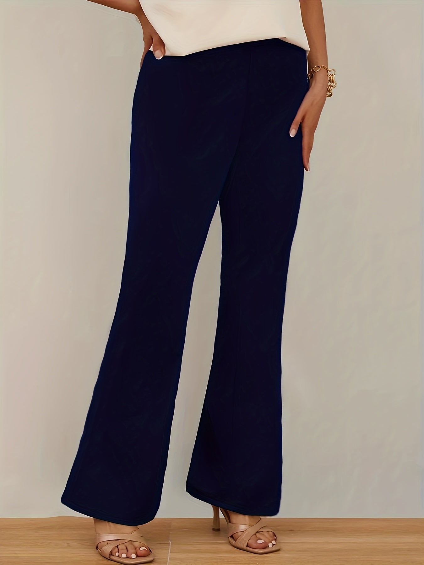  Casual Pants Women's Plus Solid Straight Leg Pants
