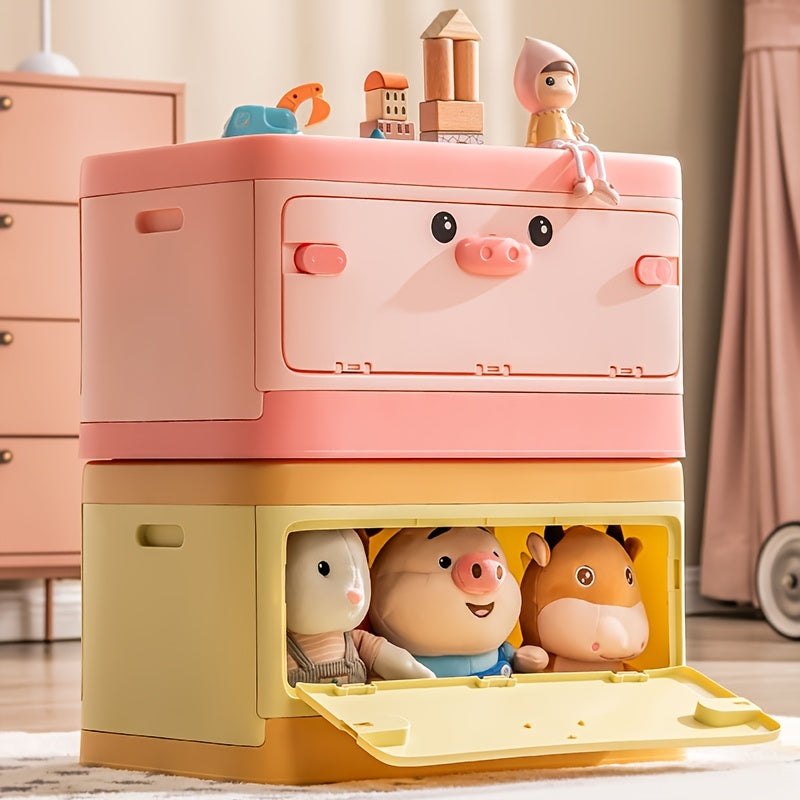 Stackable Toy Storage Box With Lid Collapsible Bin