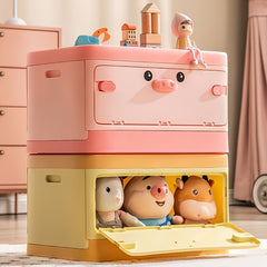 Stackable Toy Storage Box With Lid Collapsible Bin