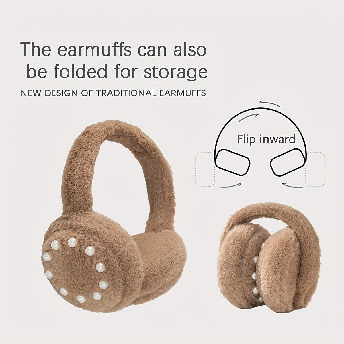 Foldable Pearl Accent Earmuff for Women