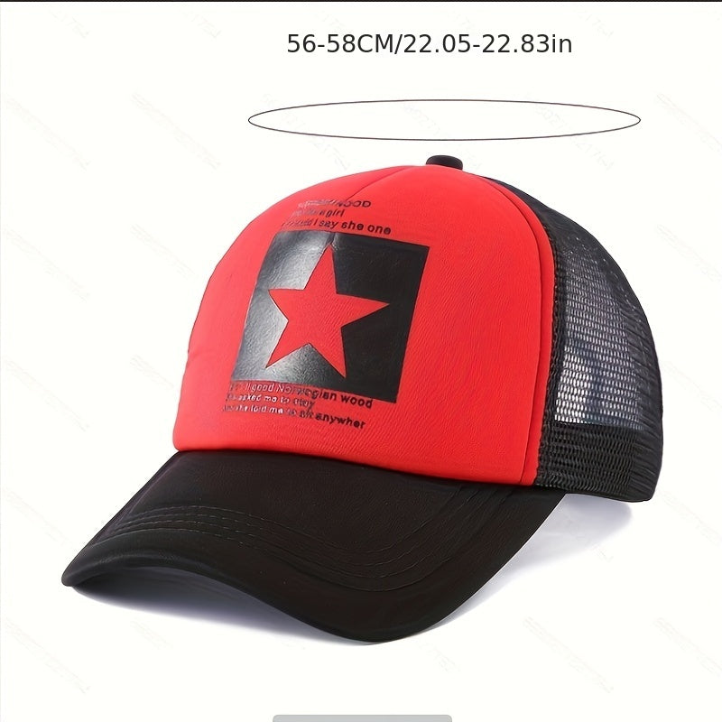 5 Pointed Star Graphic Mesh Baseball Cap Summer Caps