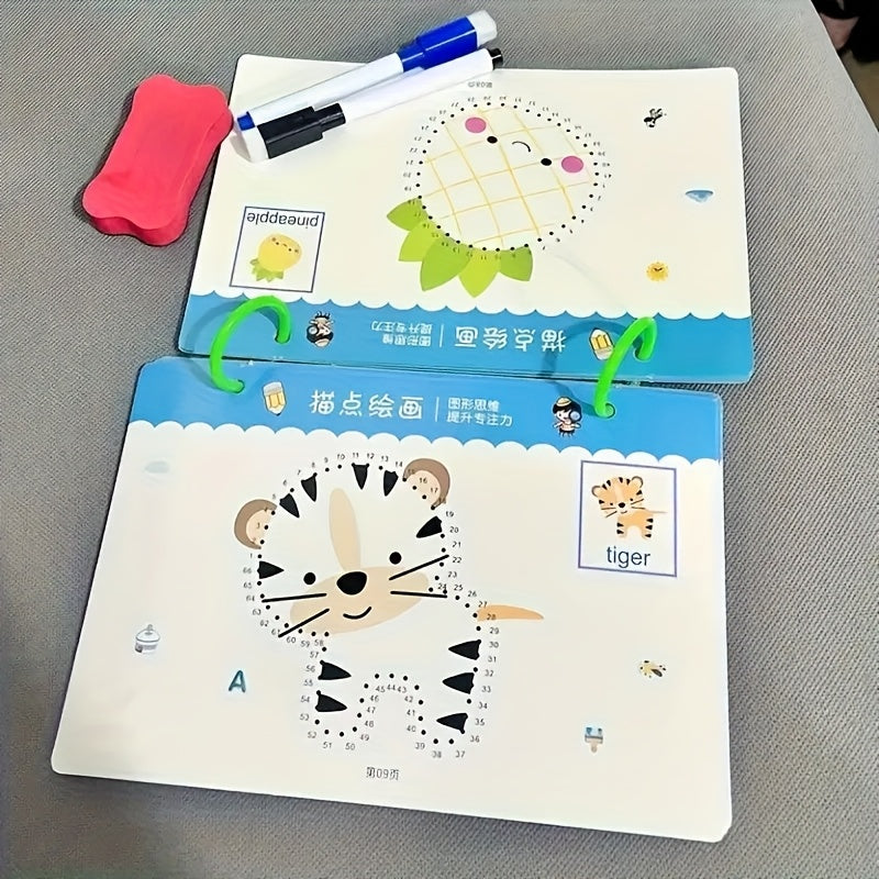 Educational Writing Set with 34 Pages, 2 Erasable Pens, and Grip Practice Book