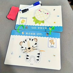 Educational Writing Set with 34 Pages, 2 Erasable Pens, and Grip Practice Book
