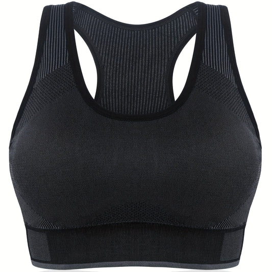  Sports Bra Women's Plus Striped Racer Back Workout Bra
