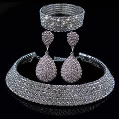 Exaggerated Wedding Jewelry Set Choker Necklace Earrings Bracelet