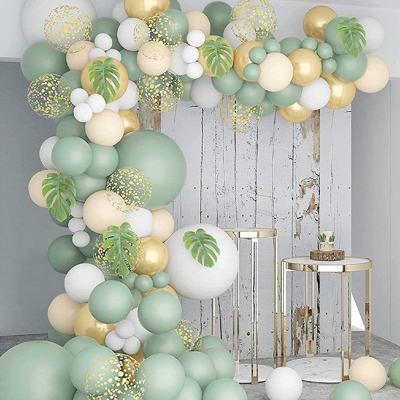 128pcs Jungle Themed Party Maroon Golden Balloons Set