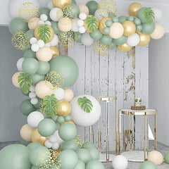 128pcs Jungle Themed Party Maroon Golden Balloons Set