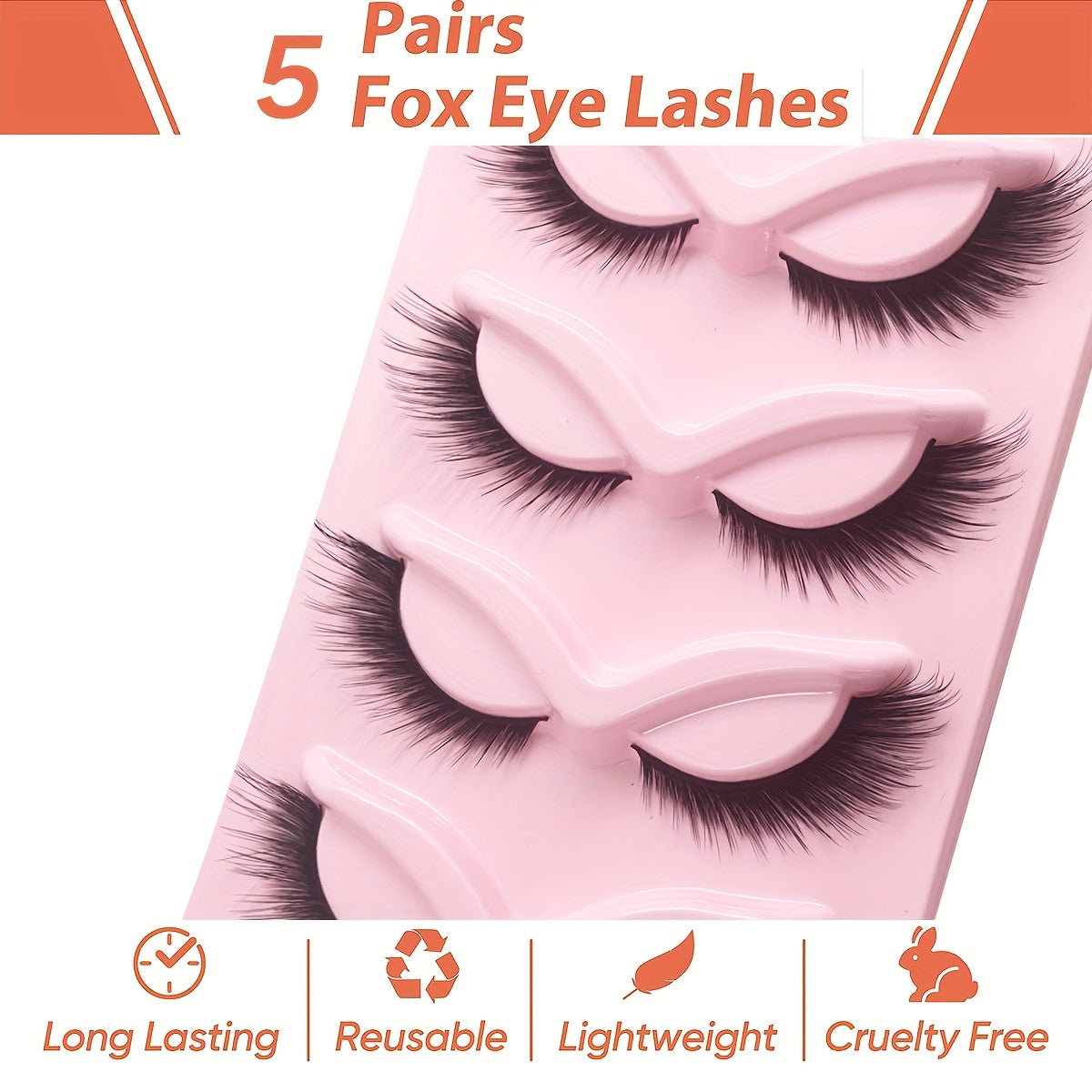 Fox Eye Mink Furry Cat Eye Eyelashes 3D 16mm Lashes 5 10 Pairs