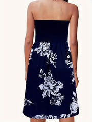 Floral Print Tube Dress Sexy Midi Dress