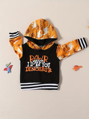 Boys Dinosaur Printed Hoodie & Pants Set Pop Casual Suit