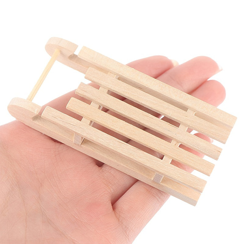 1/12 Dollhouse Mini Wooden Christmas Sleigh DIY Accessory