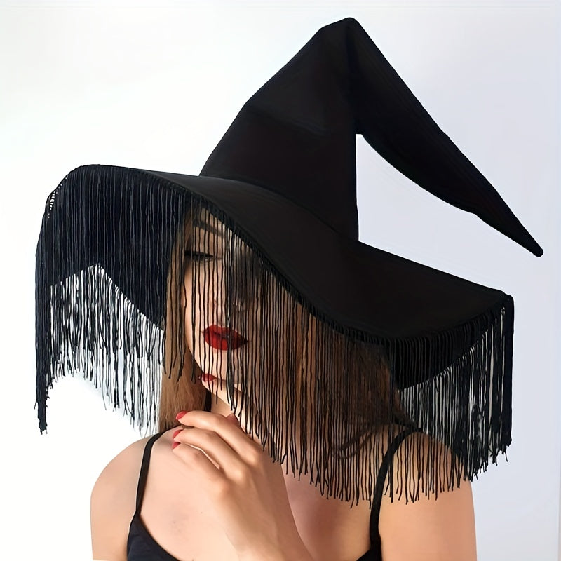 Gothic Tassel Witch Hat Halloween Costume Accessory