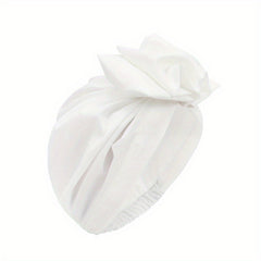 Vintage French Style Turban Cap Solid Pleated Headwrap Plate Flower Head Scarf