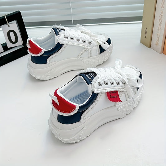 Thick Bottom Chunky Sneakers Shock Absorption Lightweight Skate Shoes