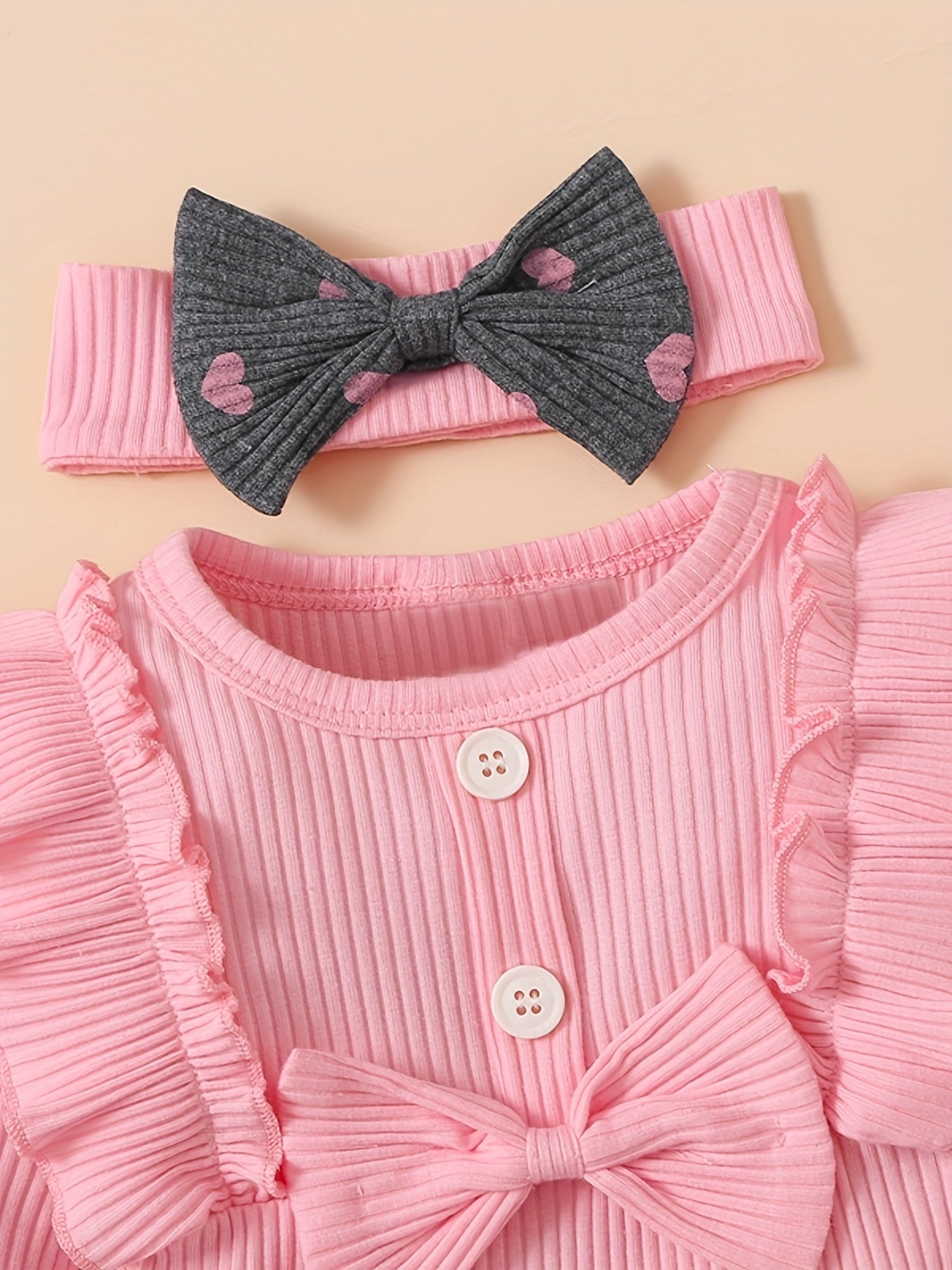 Cute Baby Girl 3-Piece Outfit Set Ruffle Top Leggings Bow Headband