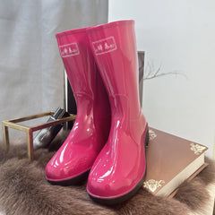Women's Red Waterproof High Top Rain Boots