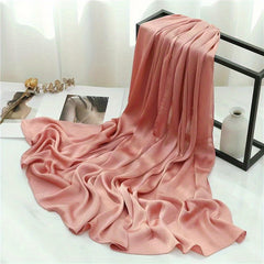 Silk Yarn Scarf Solid Chiffon Hijab Soft Breathable Headscarf