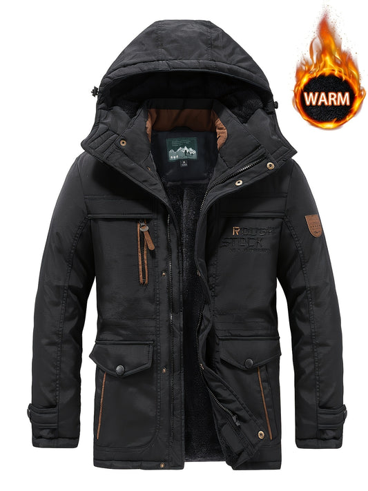Men's Zipper Fleece Hooded Jackets Winter Warm Hoodies