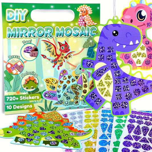 Dino Craft Set: Sticker Painting Mosaic Art & Bookmarks