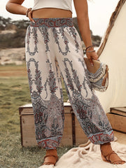  Boho Pants Women's Joggers Elastic Waist Paisley Print
