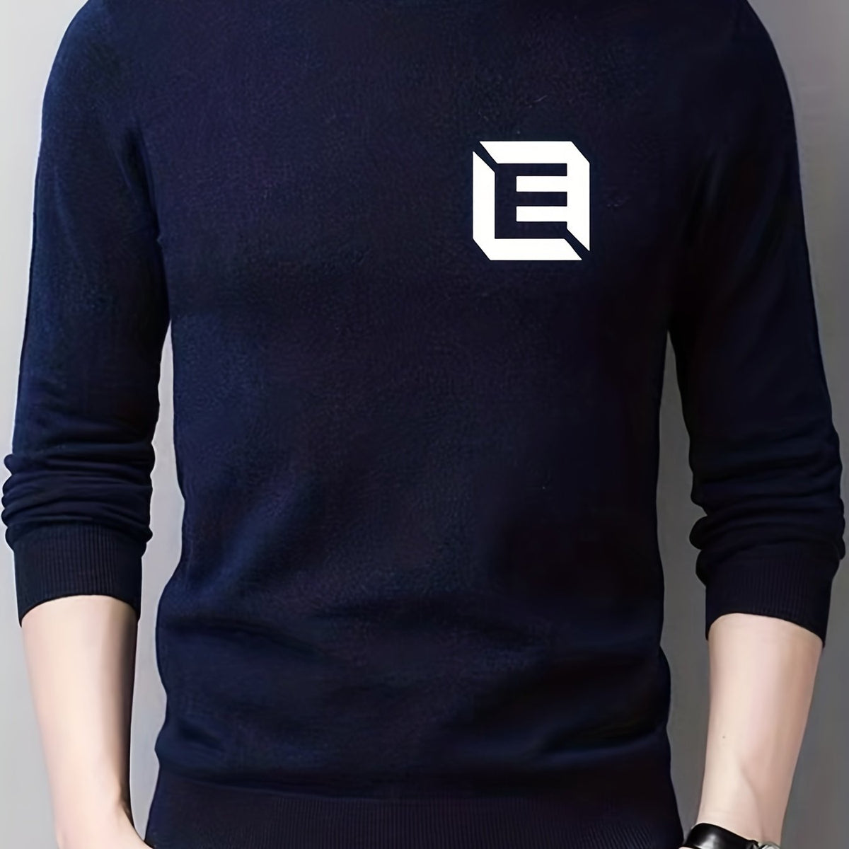 Men's Casual Knitted Sweater Mid Stretch Crew Neck Pullover