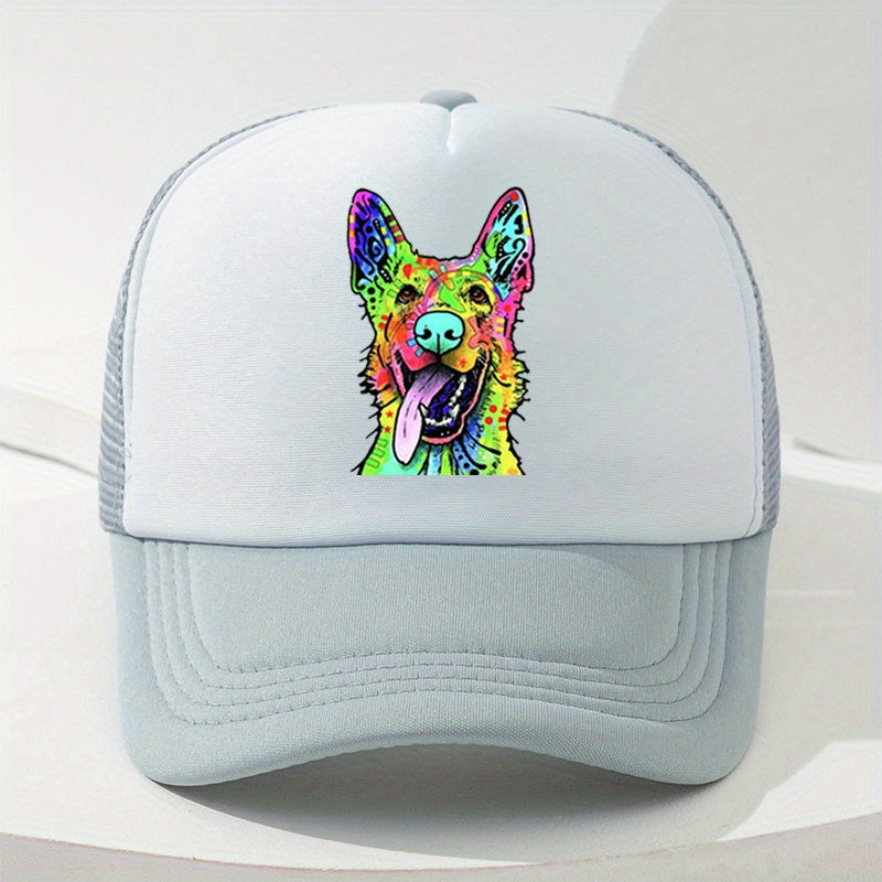 Y2K Rainbow Wolf Baseball Cap Mesh Trucker Dad Hat for Women