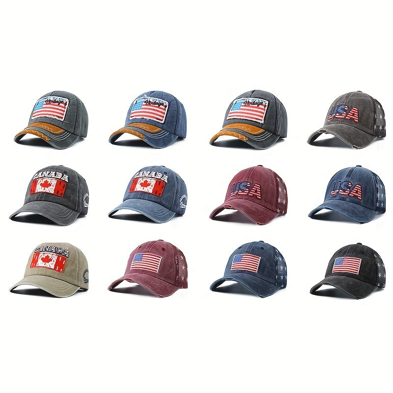 Red Flag Pattern Casual Style Baseball Cap With Red Embroidered Letters