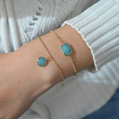 Dainty Chain Bracelet Geometric Double Circle Adjustable Hand Chain Set