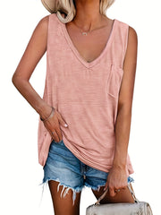 Solid V-Neck Tank Top for Women