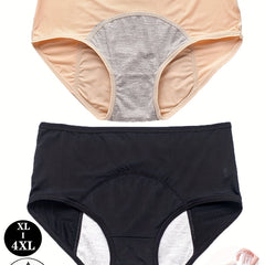 2 Pack Plus Size Period Underwear Women's Plus Eyelet Leakproof High Rise