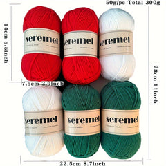 6pcs 4-ply 100% Acrylic Yarn Set for Crocheting & Knitting