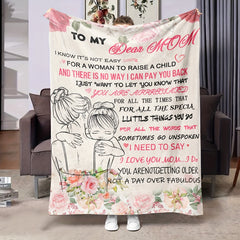Mother's Flannel Blanket - Daughter Gift, Soft & Warm for Bed, Sofa, Camping