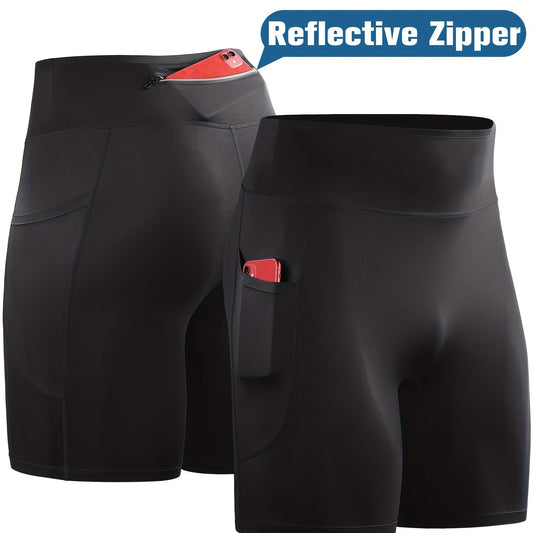 Men's Compression Shorts with Zipper Pocket Quick Dry Base Layer Sportswear