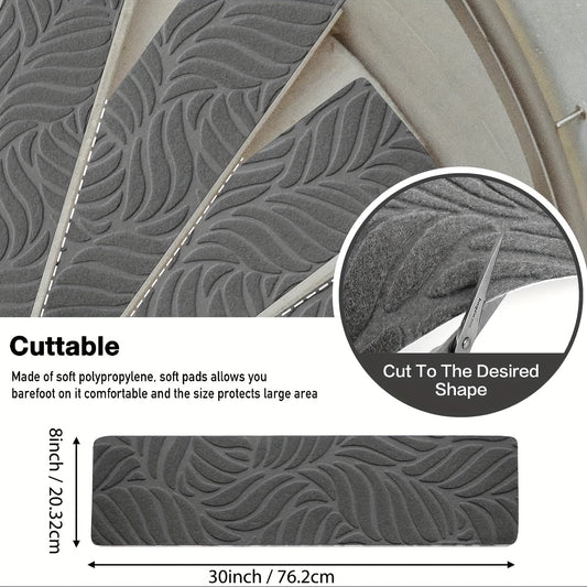Non Slip Stair Treads for Wooden Steps - Set of 15 Leaf Gray