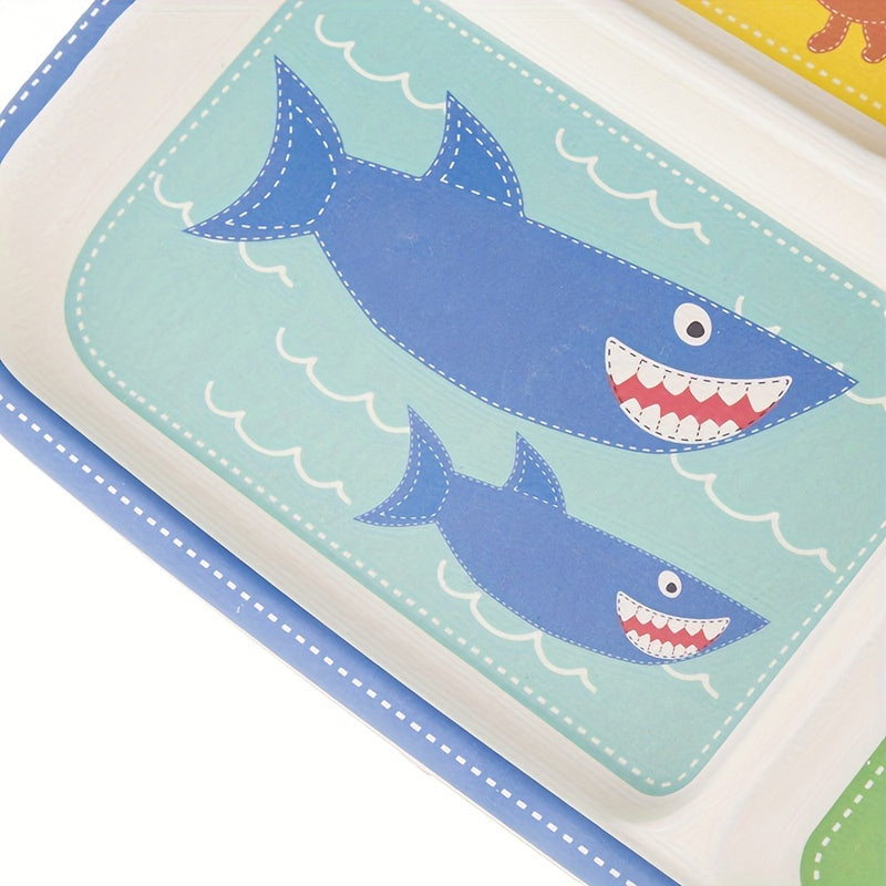 Cartoon Bamboo Fiber Animal Printed Dinner Plate Feeding Pan Tableware