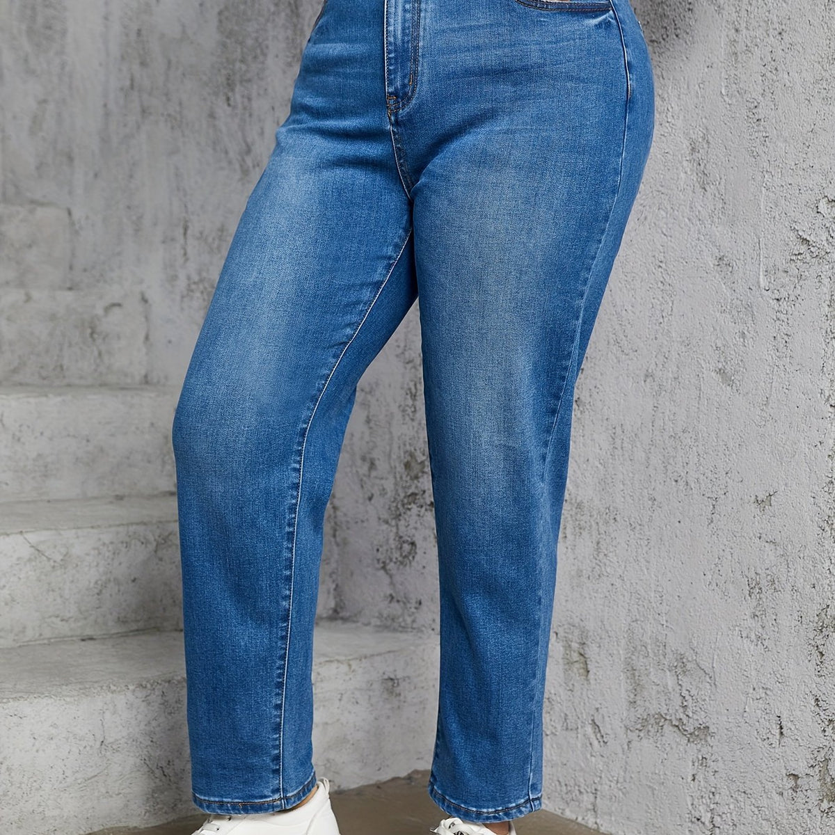  Button Fly High Rise Tapered Leg Jeans