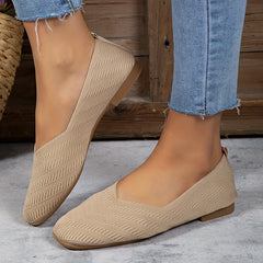 Women's Knitted Ballet Flats Comfy Slip On Shoes