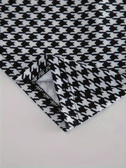  Women's Houndstooth Print High Rise Flared Leg Trousers