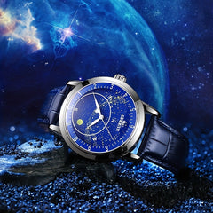 KUERST Student's Auto Mechanical Watch Waterproof Starry Sky Butterfly