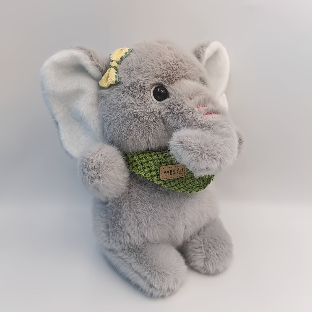 Grey & Pink Elephant Plush Toy Soft Stuffed Animal Large Expressive Eyes