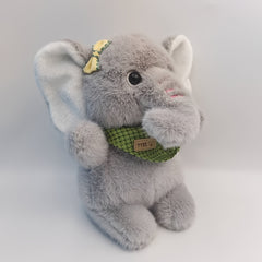 Grey & Pink Elephant Plush Toy Soft Stuffed Animal Large Expressive Eyes