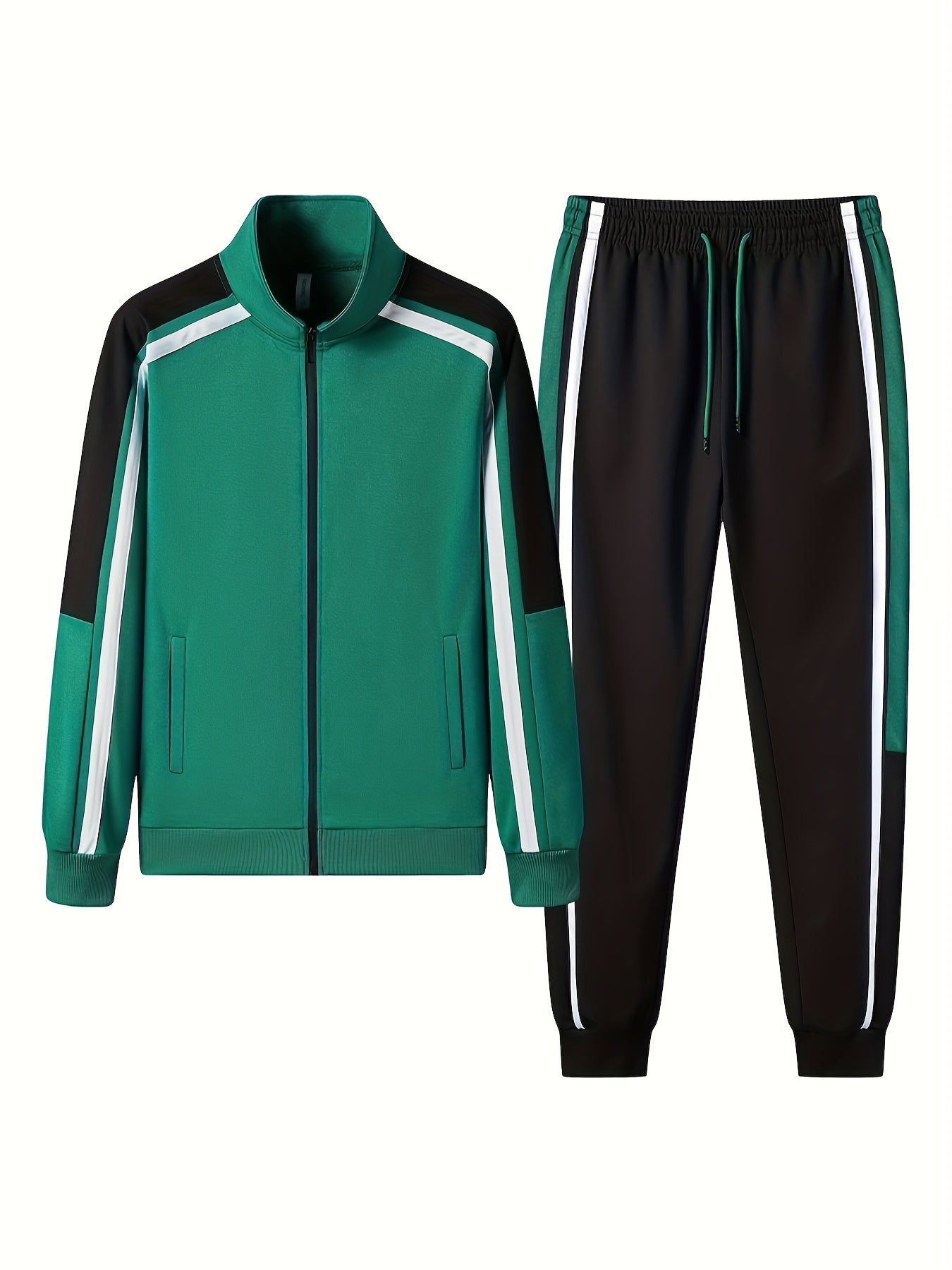 Men's 2 Piece Casual Jacket and Sweatpants Set for Spring Autumn