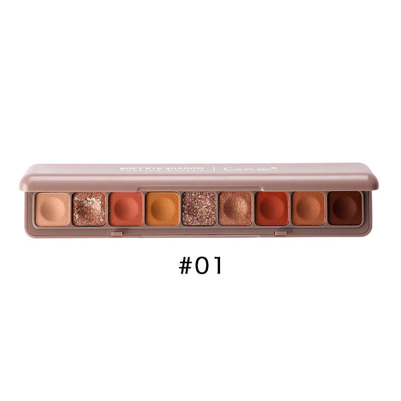 9-Color Waterproof Eyeshadow Palette with Shimmer Pearly Matte Glitter Textures