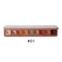 9-Color Waterproof Eyeshadow Palette with Shimmer Pearly Matte Glitter Textures