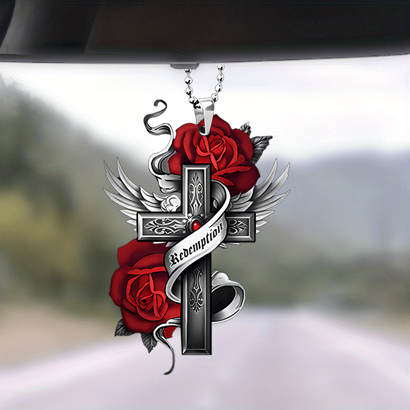 2D Acrylic Rose Flower Car Accessories - Rearview Mirror & Bag Beautification